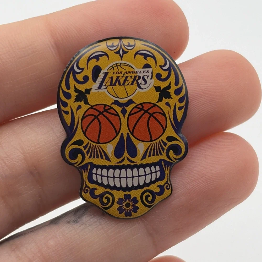 Los Angeles Lakers Day‎ Of The Dead Sugar Skull NBA Basketball Lapel Hat Pin